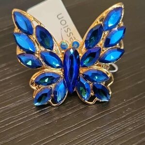 Blue and Gold Butterfly Ring